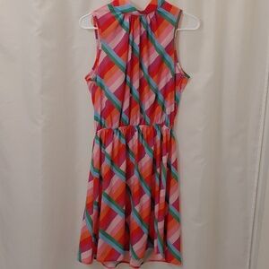 NWT SZ M First Love Geometric Stripe Sleeveless Dress Vintage Print/Style
